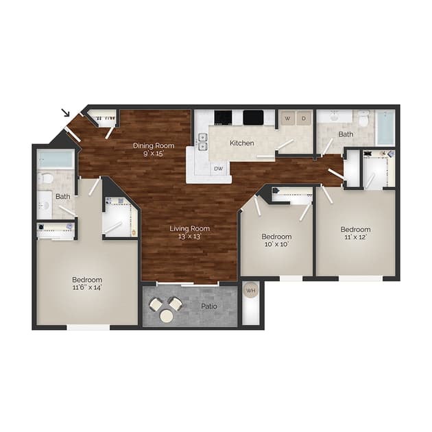 Birmingham Three Bedroom Floor Plan